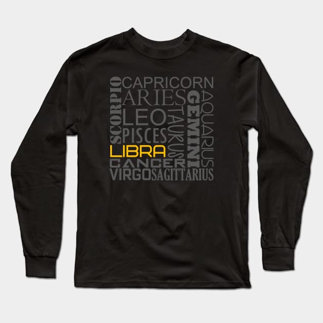 Libra Zodiac Montage Long Sleeve T-Shirt by inotyler